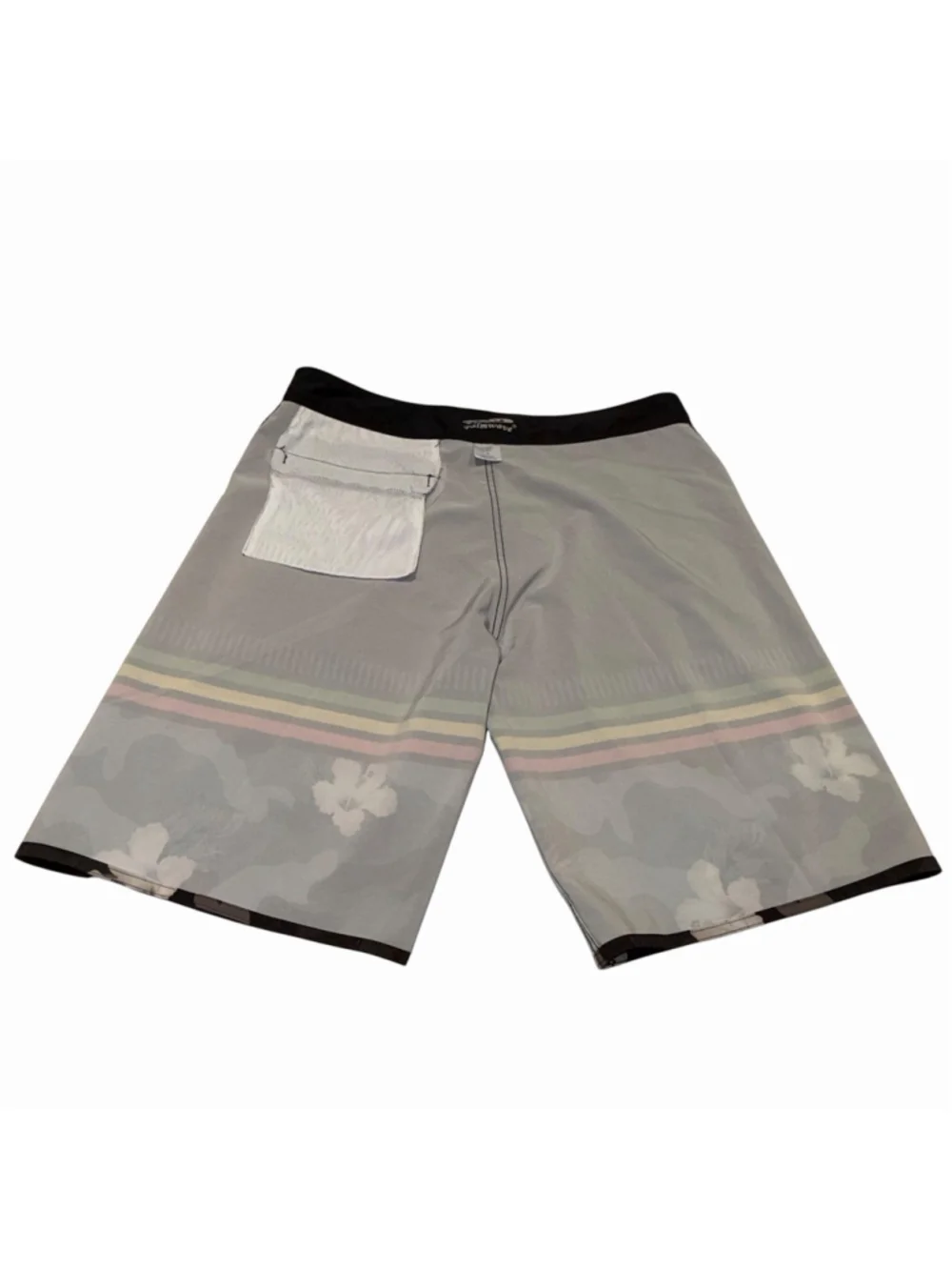 Palmwave Jamaica One Love Board Shorts Mens Sz38 Black Camo Hibiscus Swim Trunks